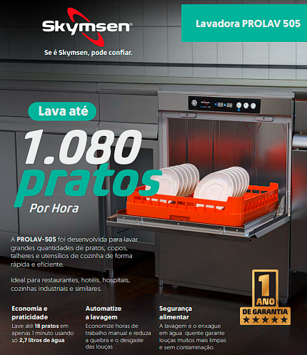LAVADORA DE LOUÇAS DE ABERTURA FRONTAL PARA RACKS DE 50 CM PROLAV505 220V MONOFÁSICA SKYMSEN - Foto 4