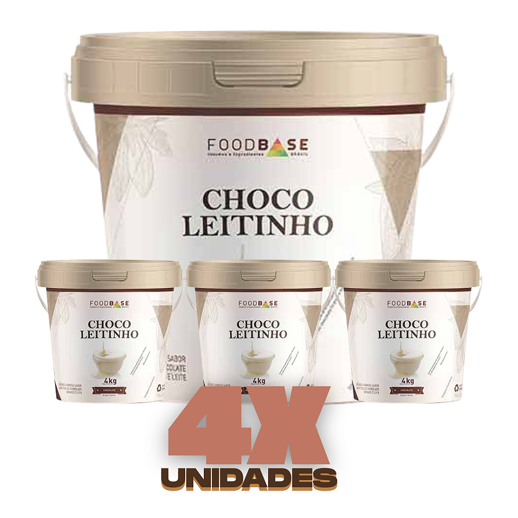 KIT 4 POTES - MESCLA CHOCOLEITINHO COM LEITE NINHO 16KG FOODBASE