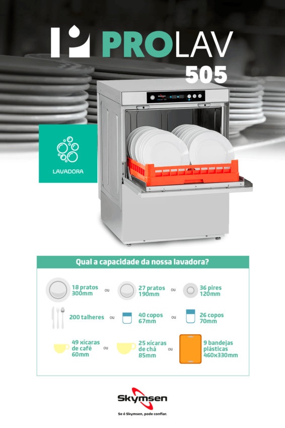LAVADORA DE LOUÇAS DE ABERTURA FRONTAL PARA RACKS DE 50 CM PROLAV505 380V TRIFÁSICA SKYMSEN - Foto 5
