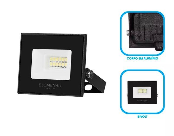 REFLETOR LED 10W 3000K IP66 BIVOLT PRETO BLUMENAU - Foto 3